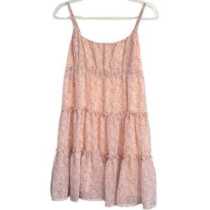 Aeropostale Pink Floral Boho Ruffle Mini Babydoll Cottagecore Dress Size…
